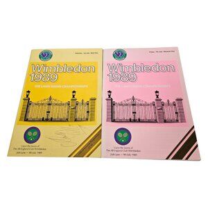 Vintage 1989 Wimbledon Tennis Programs Lot of 2 Pink Yellow All England Club